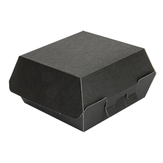 Caja para Hamburguesa Negra Cartón Ondulado 176x168x78mm