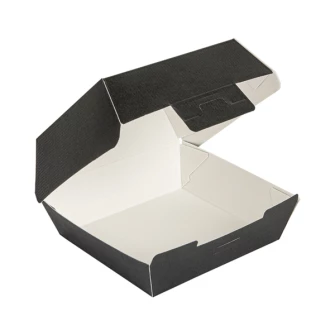 ▷ Caja para Hamburguesa Negra Cartón Ondulado 176x168x78mm | EnvasesAlimentarios.es