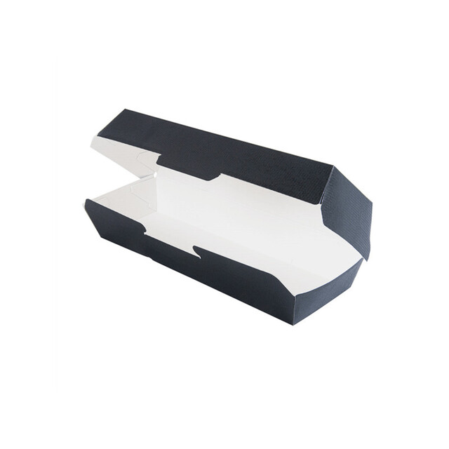 ▷ Envase Hot Dog Negro Cartón Ondulado 232x90x63mm | EnvasesAlimentarios.es