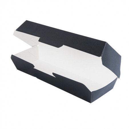 ▷ Envase Hot Dog Negro Cartón Ondulado 232x90x63mm | EnvasesAlimentarios.es