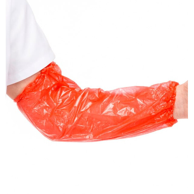▷ Manguitos Desechables Impermeables Protectores PE Rojo Talla Única | EnvasesAlimentarios.es
