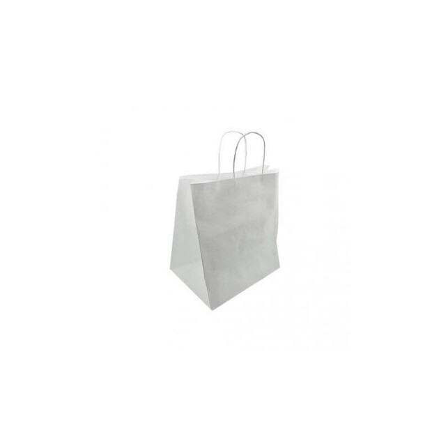 ▷ Bolsa Papel Grande Asa Rizada Base Ancha Blanco 24+11x32cm | EnvasesAlimentarios.es