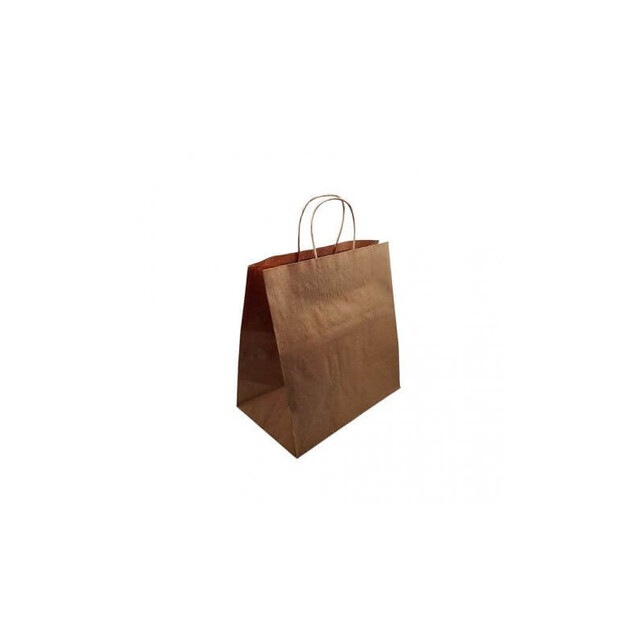 ▷ Bolsa Papel Kraft Grande Asa Rizada Base Ancha 70g 32+21x33cm | EnvasesAlimentarios.es