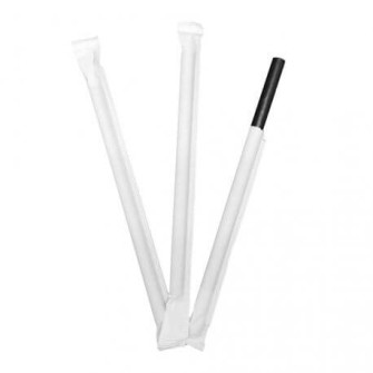 ▷ Pajitas Negras Rectas Enfundadas 8x140mm | EnvasesAlimentarios.es