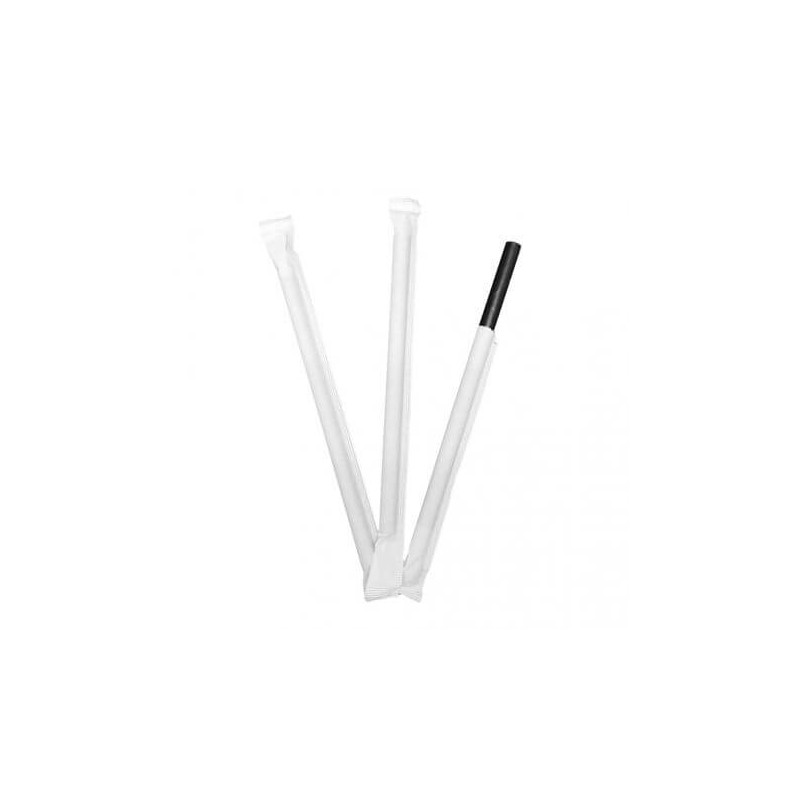 ▷ Pajitas Negras Rectas Enfundadas 8x140mm | EnvasesAlimentarios.es