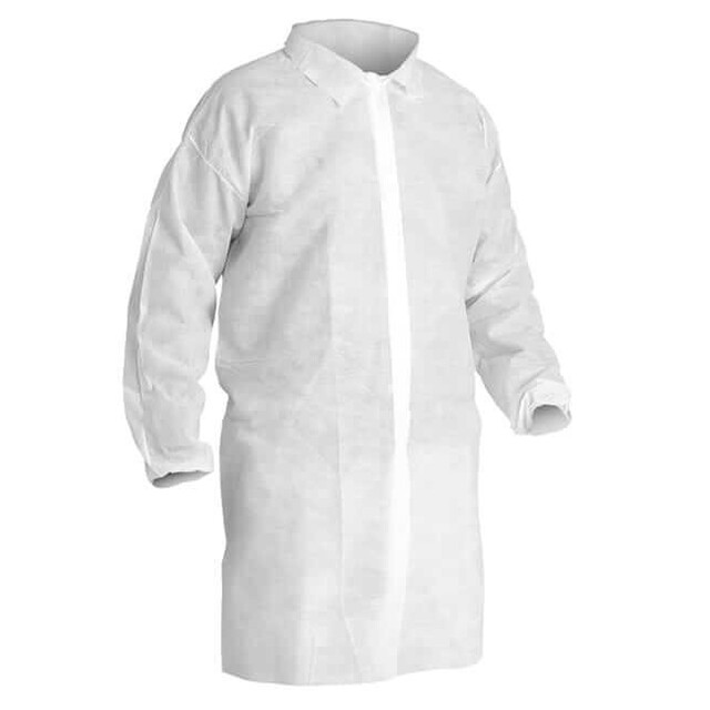 ▷ Bata Polietileno Blanca con Cierre Botón Talla Única | EnvasesAlimentarios.es