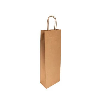 ▷ Bolsa Papel Kraft Natural Asa Rizada para Botella 140+80x400mm | EnvasesAlimentarios.es
