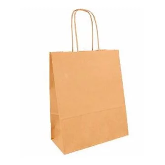 ▷ Bolsa Sos Papel Kraft Marrón Asa Rizada 26+20x27cm | EnvasesAlimentarios.es