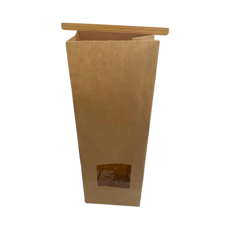 ▷ Bolsa Papel Kraft Plastificado con Ventana 90+60x260mm | EnvasesAlimentarios.es