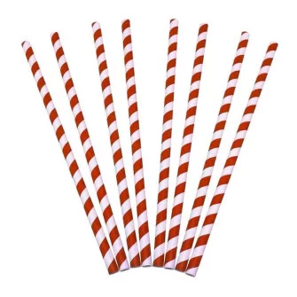 ▷ Pajitas de Papel Rectas Raya Roja 6x200mm | EnvasesAlimentarios.es