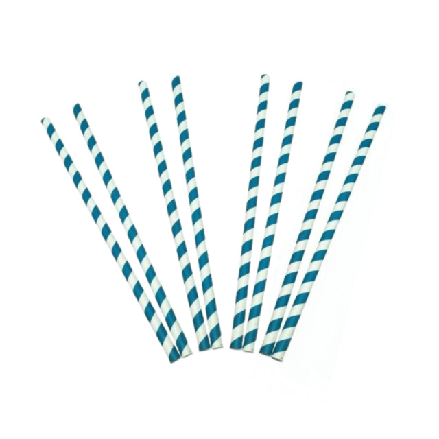 ▷ Pajitas de Papel Rectas Raya Azul 6x200mm | EnvasesAlimentarios.es