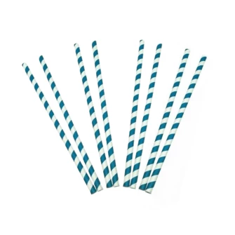▷ Pajitas de Papel Rectas Raya Azul 6x200mm | EnvasesAlimentarios.es