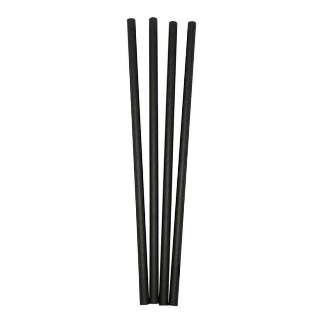 ▷ Pajitas de Papel Rectas Negra 8x140mm | EnvasesAlimentarios.es