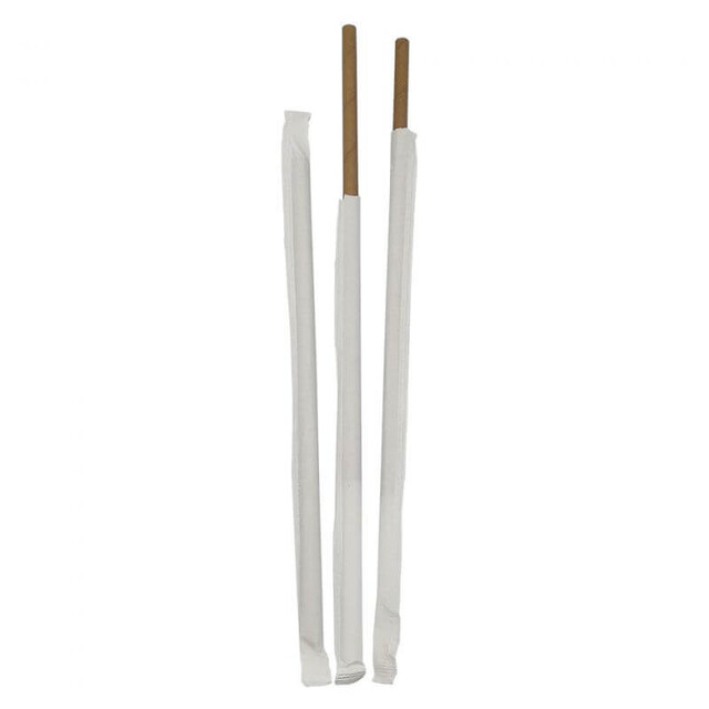 ▷ Pajitas Papel Rectas Enfundadas Kraft 8x230mm | EnvasesAlimentarios.es