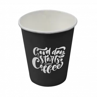 ▷ Vaso Cartón Vending Negro con Impresión 200ml | Comprar en Envases Alimentarios