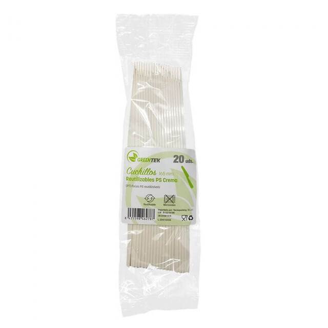 ▷ Cuchillo Reutilizable Greentek Retail PS Crema 165mm | EnvasesAlimentarios.es