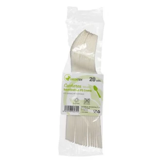 ▷ Cuchara Reutilizable Greentek Retail PS Crema 165mm | EnvasesAlimentarios.es
