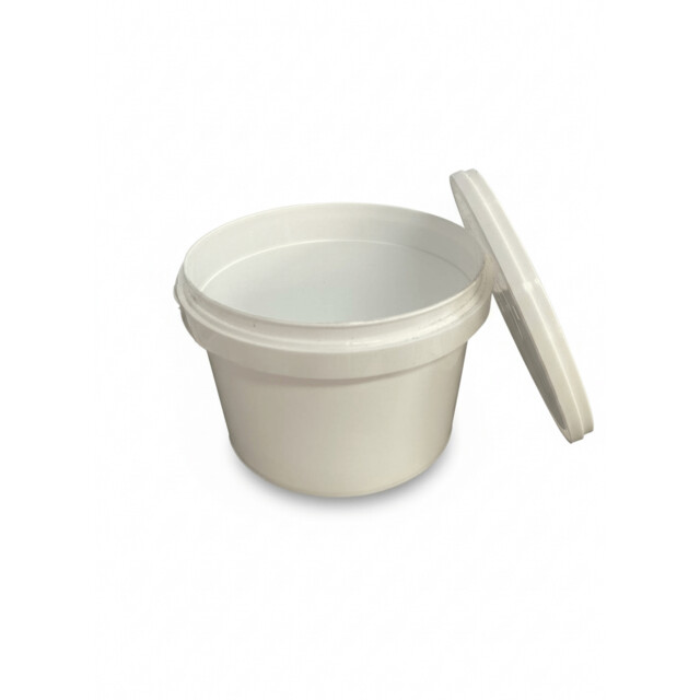 ▷ Envase Redondo PP Blanco con Tapa Blanca Cierre Hermético AF-55 555ml