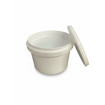 ▷ Envase Redondo PP Blanco con Tapa Blanca Cierre Hermético AF-55 555ml