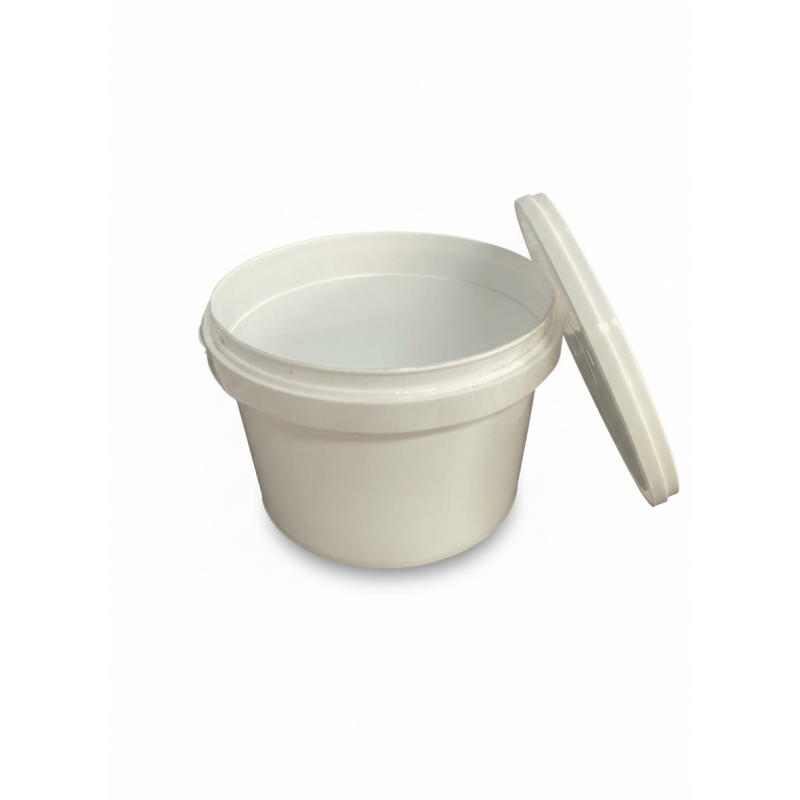 ▷ Envase Redondo PP Blanco con Tapa Blanca Cierre Hermético AF-55 555ml