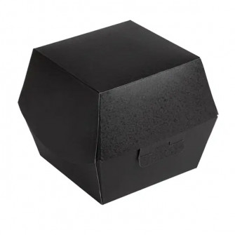 ▷ Caja para Hamburguesa Negra Cartón Ondulado 144x136x115mm | EnvasesAlimentarios.es